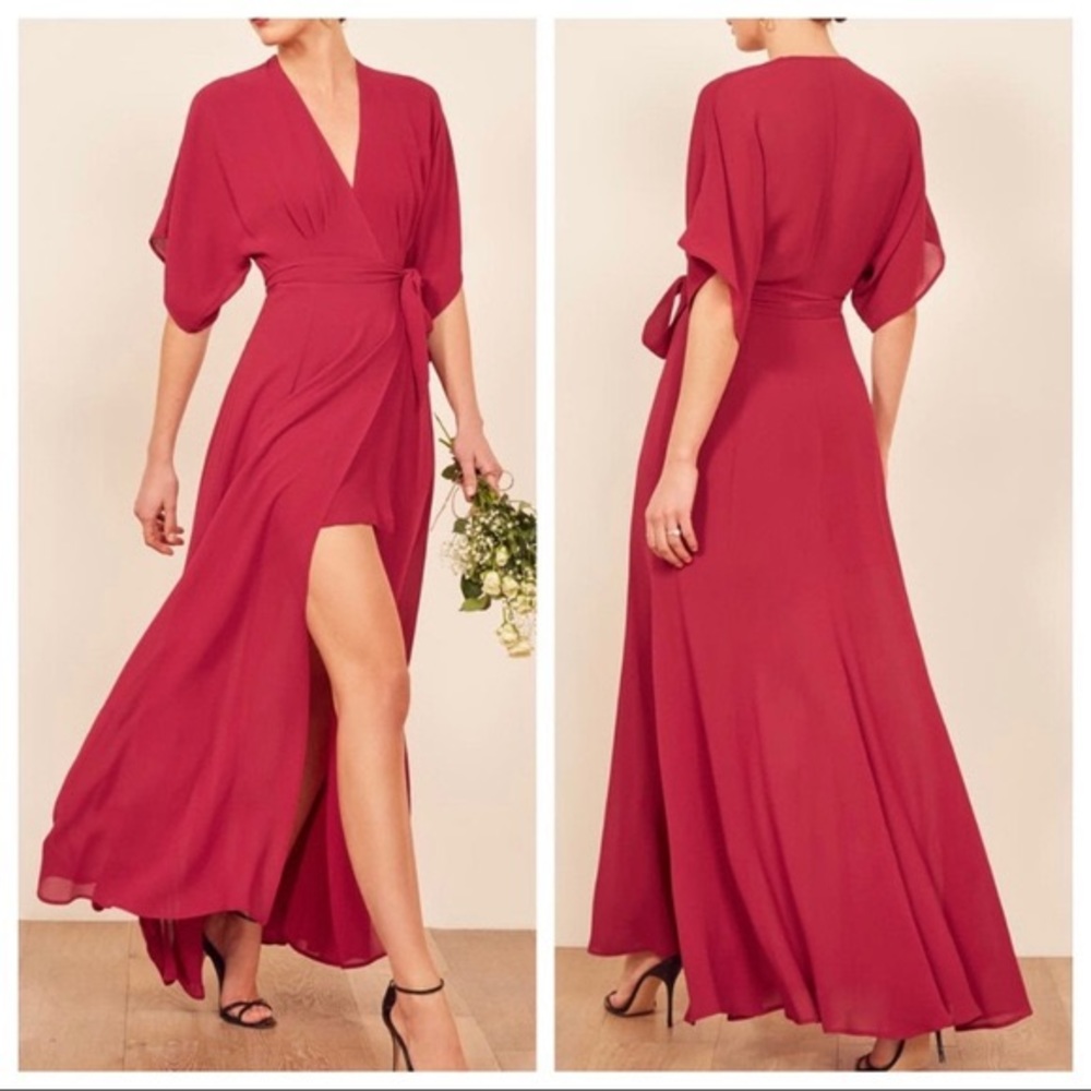 Reformation Winslow dress rubarb